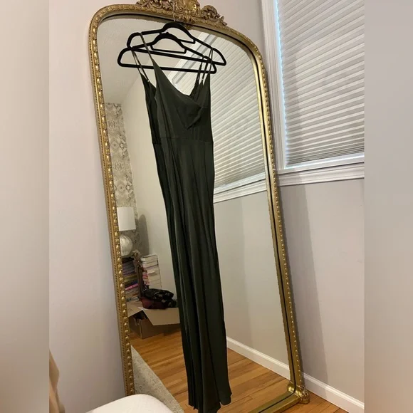 anthropologie green slip dress Retro Stage 1950s Green Embroidered Tulle Midi Dress main image 0